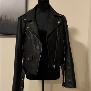 Club Monaco Classic Black Leather Biker Jacket